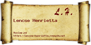 Lencse Henrietta névjegykártya